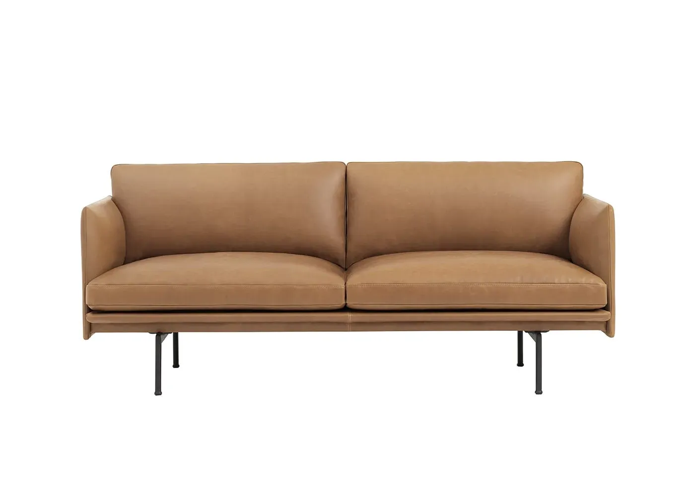 2-Seater Sofa with Deep Seating - Brown, Leather