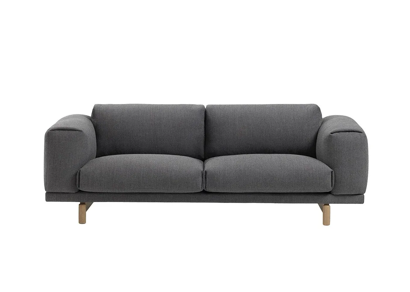 2-Seater Sofa with Oak Legs - Grey, Kvadrat image