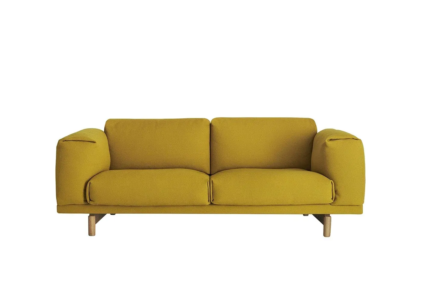 2-Seater Sofa with Oak Legs - Yellow, Kvadrat