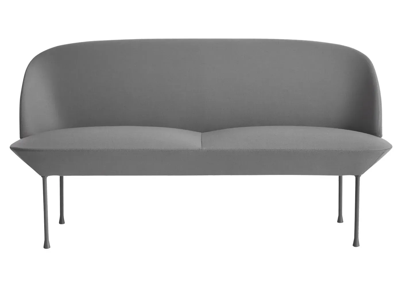 2-Seater Sofa with Rounded Design - Grey, Fabric