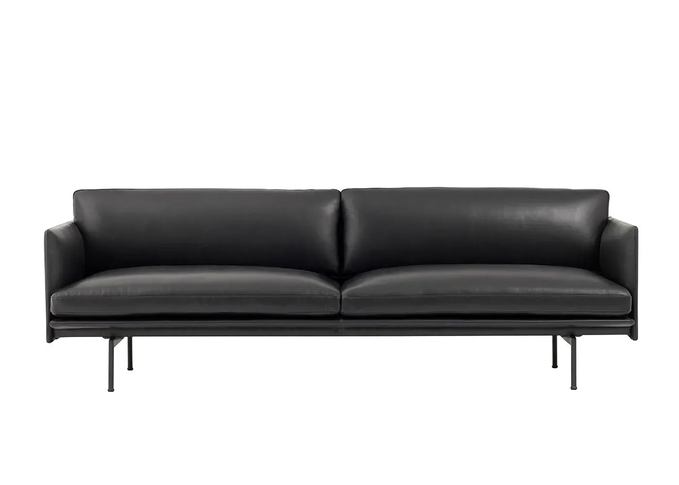 3-Seater Sofa with Deep Seating - Black, Leather