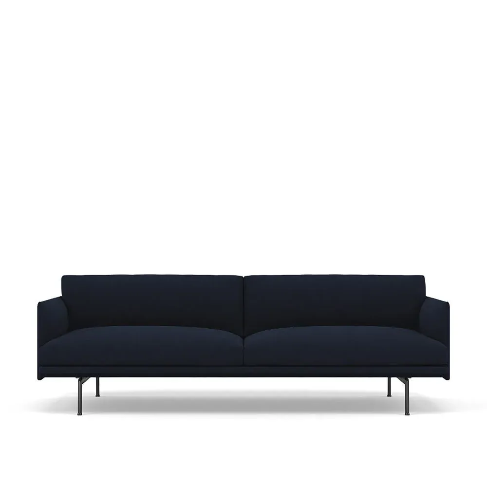 3-Seater Sofa with Deep Seating - Blue, Fabric