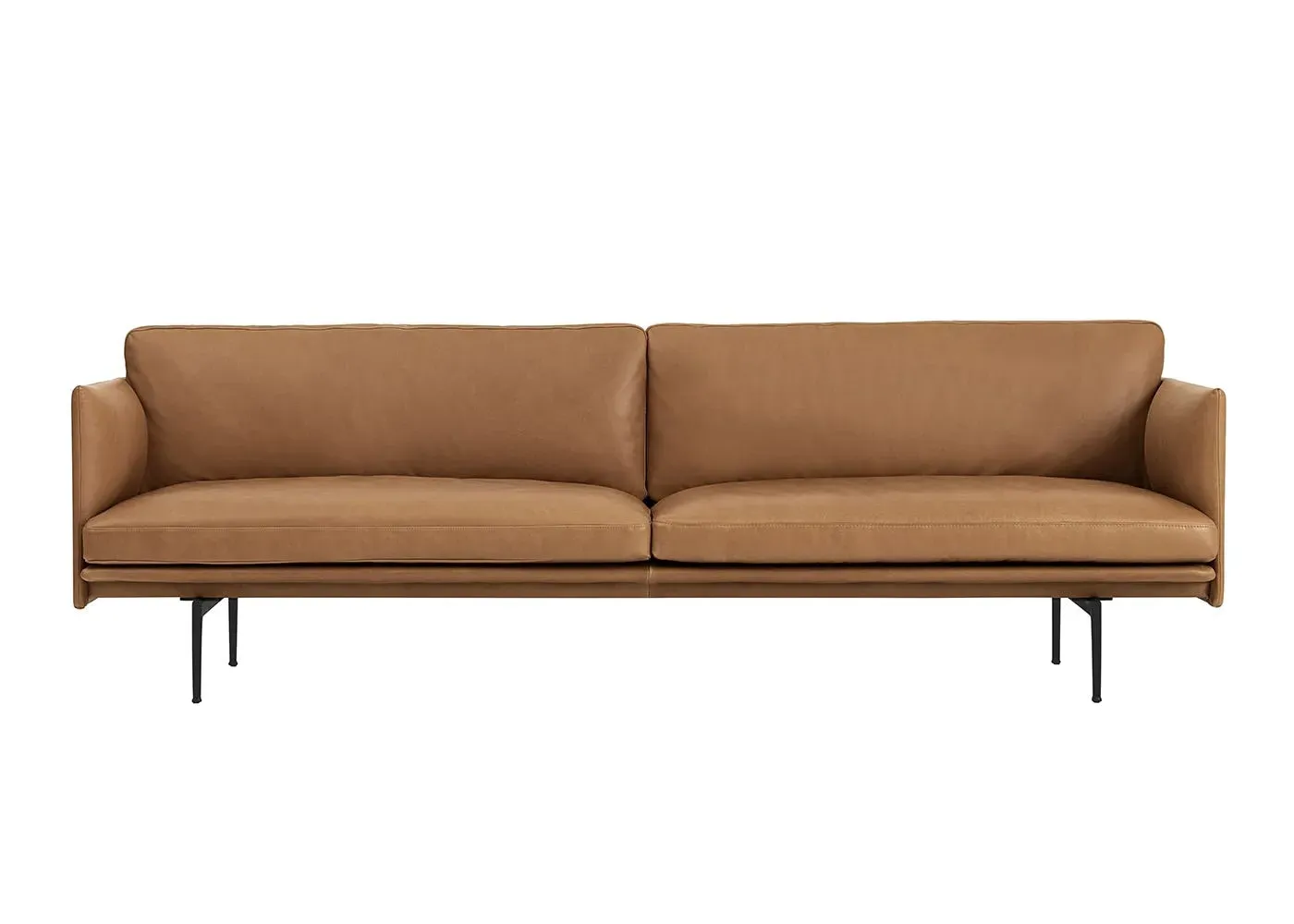 3-Seater Sofa with Deep Seating - Brown, Leather
