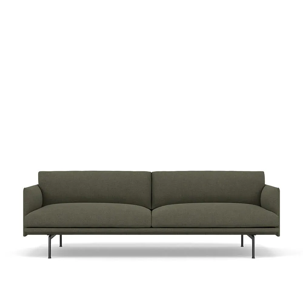 3-Seater Sofa with Deep Seating - Green, Fabric