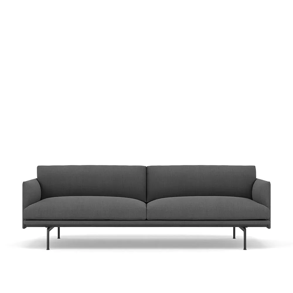 3-Seater Sofa with Deep Seating - Grey, Fabric