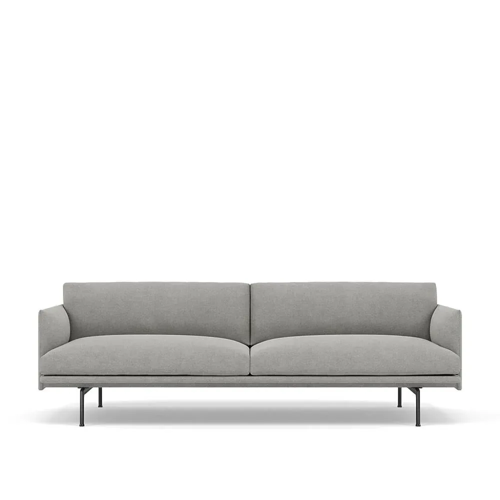 3-Seater Sofa with Deep Seating - Grey, Fabric