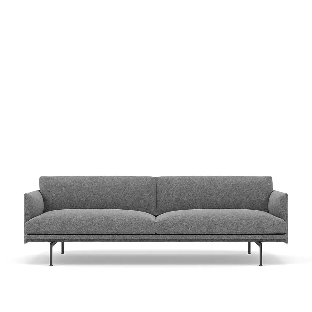 3-Seater Sofa with Deep Seating - Grey, Fabric