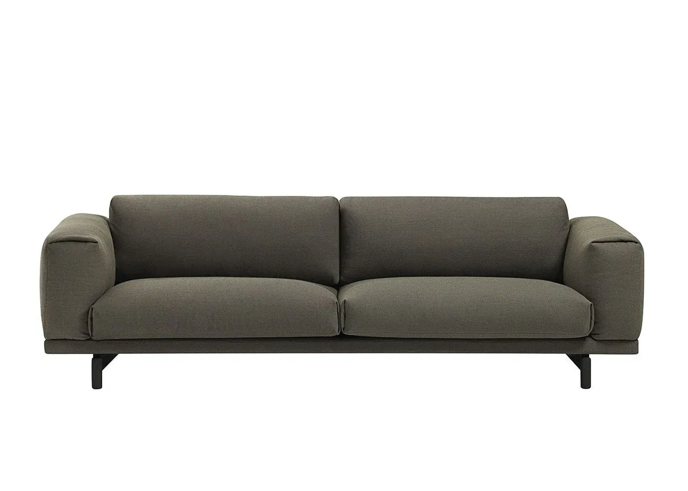 3-Seater Sofa with Oak Legs - Green, Fabric image