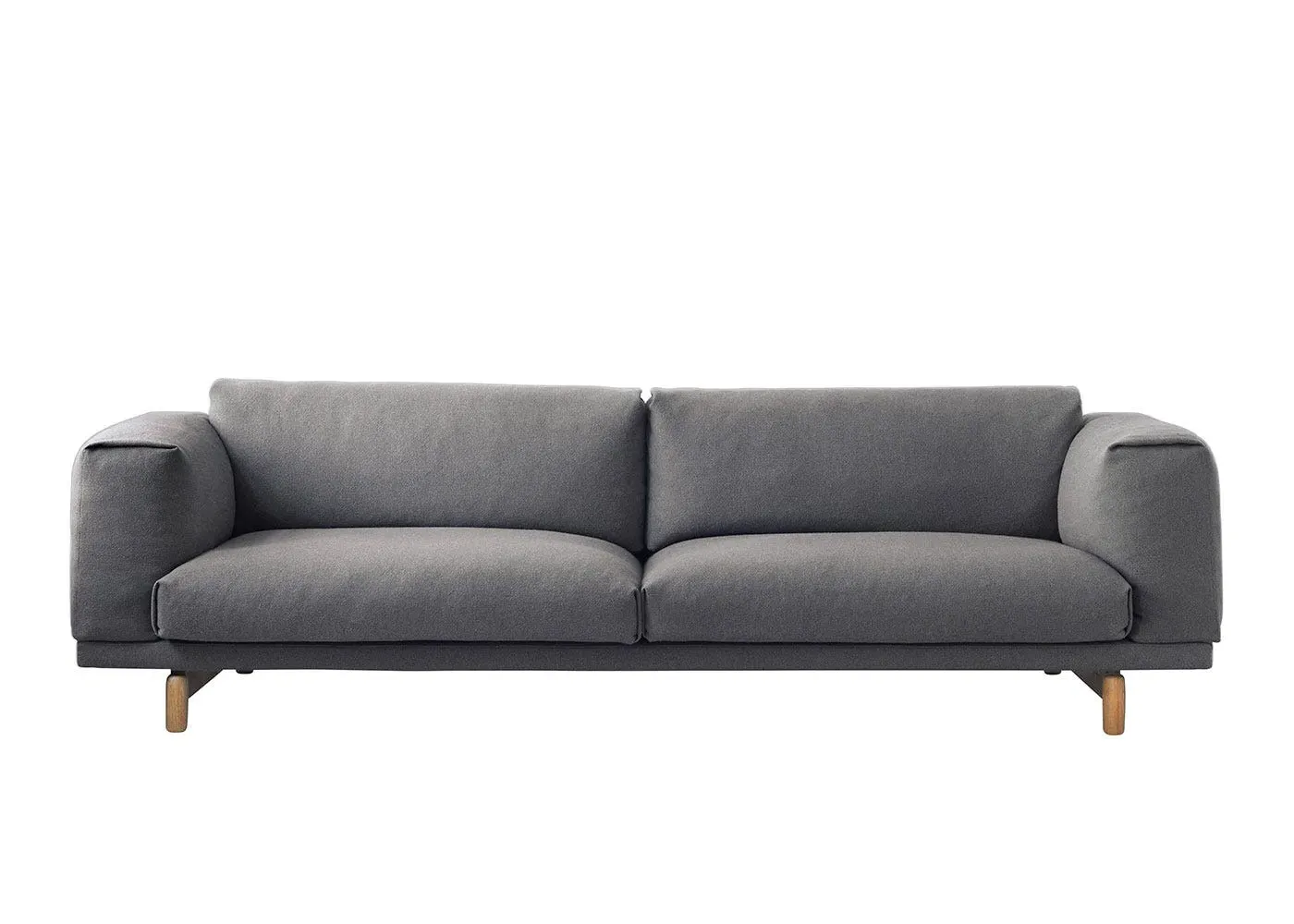 3-Seater Sofa with Oak Legs - Grey, Fabric