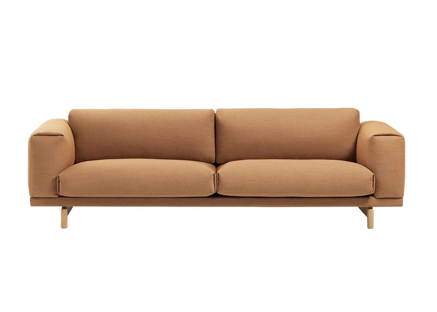 3-Seater Sofa with Oak Legs - Orange, Fabric