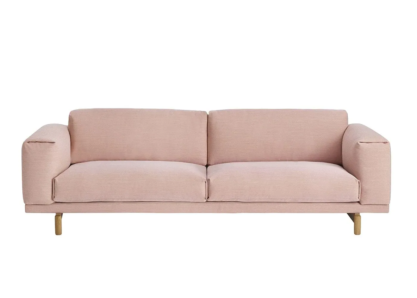 3-Seater Sofa with Oak Legs - Pink, Fabric