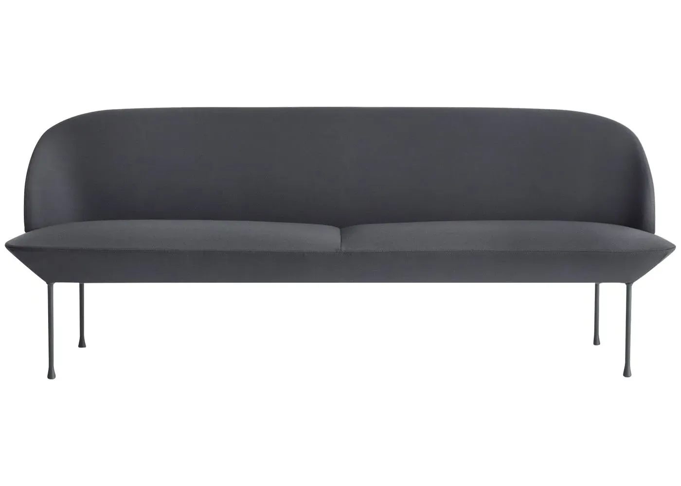 3-Seater Sofa with Rounded Design - Grey, Fabric