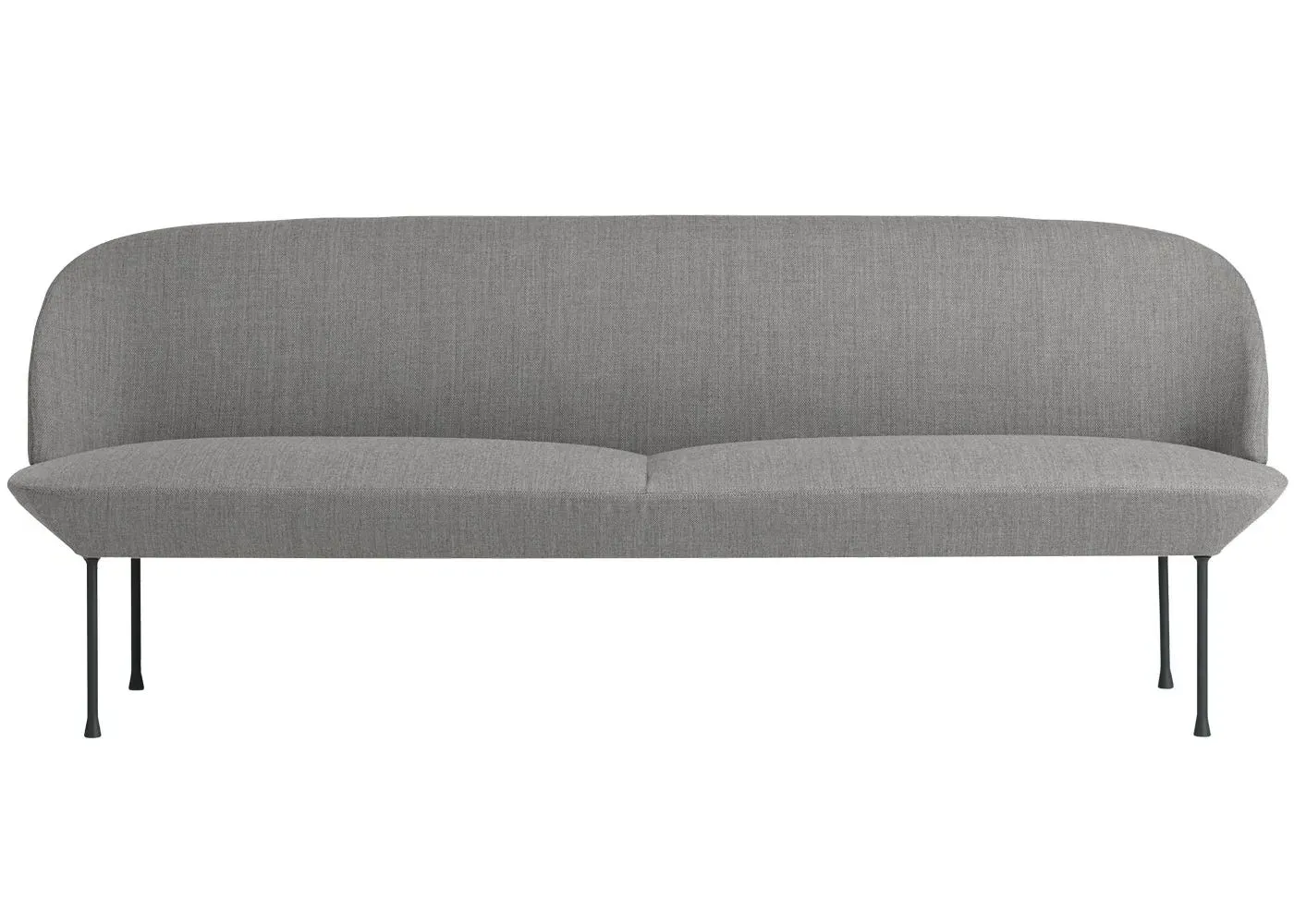 3-Seater Sofa with Rounded Design - Grey, Fabric image