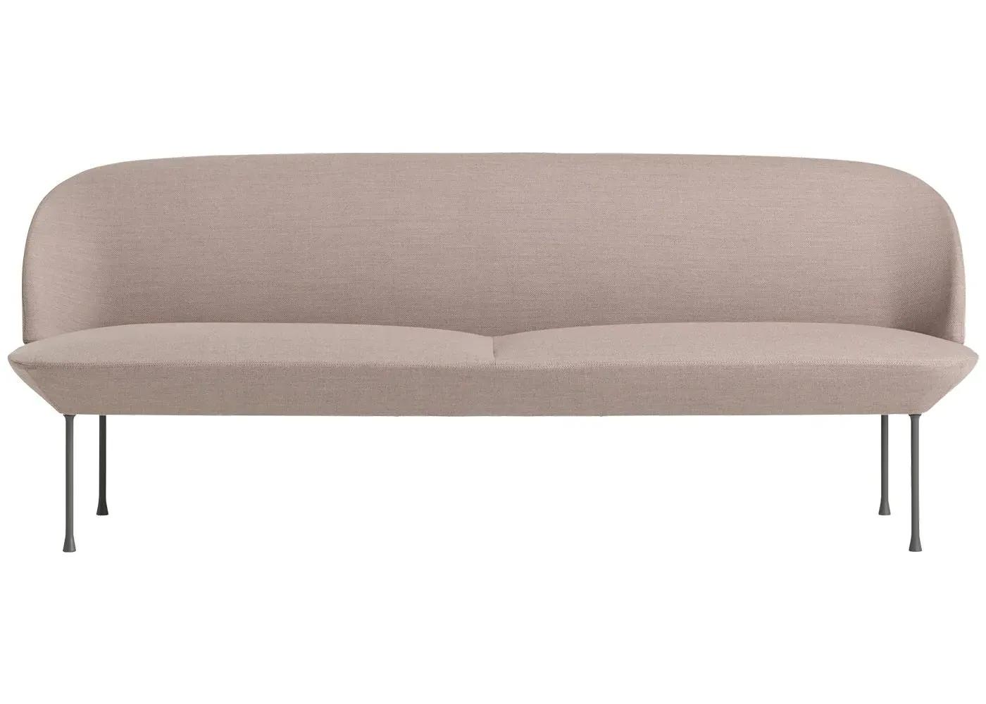3-Seater Sofa with Rounded Design - Pink, Fabric