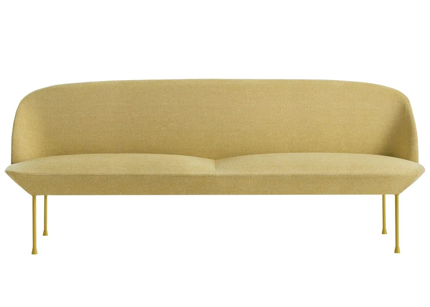 3-Seater Sofa with Rounded Design - Yellow, Fabric