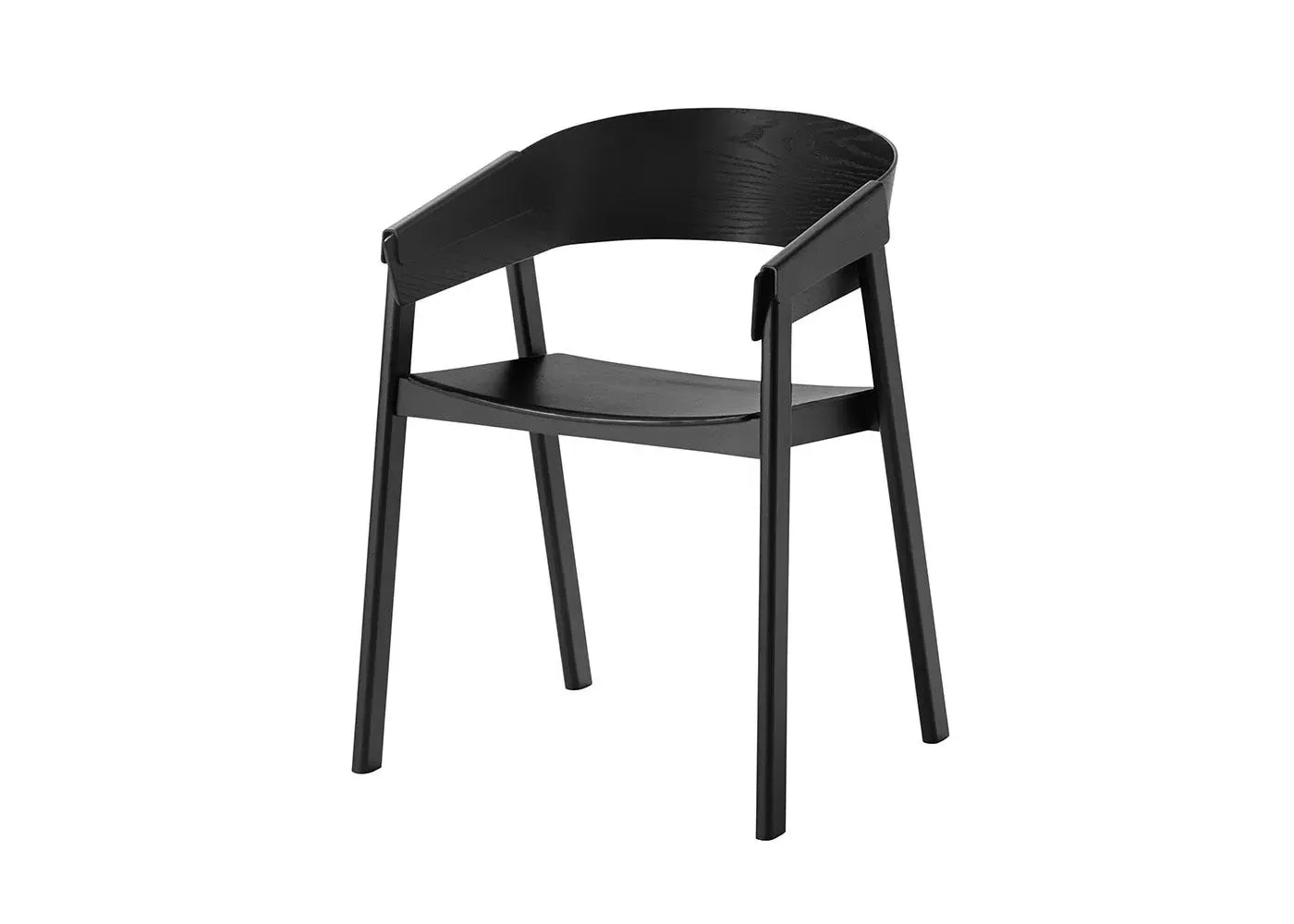 Armchair with Curved Backrest - Black, Beech image