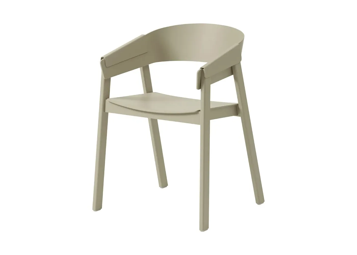 Armchair with Curved Backrest - Dark Beige, Beech
