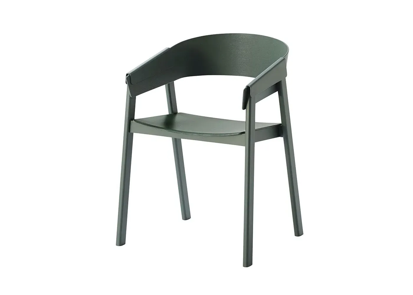 Armchair with Curved Backrest - Green, Beech