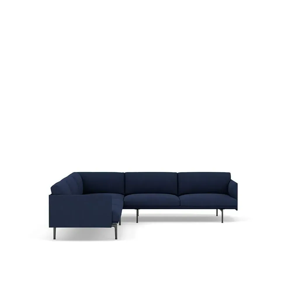Corner Sofa with Low Profile - Blue, Fabric image