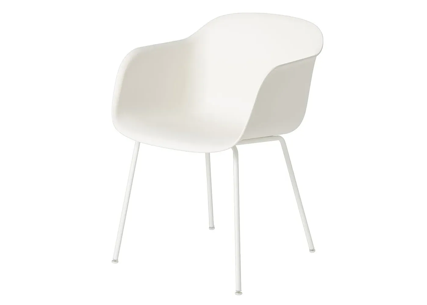Fiber Armchair with Tube Base - White