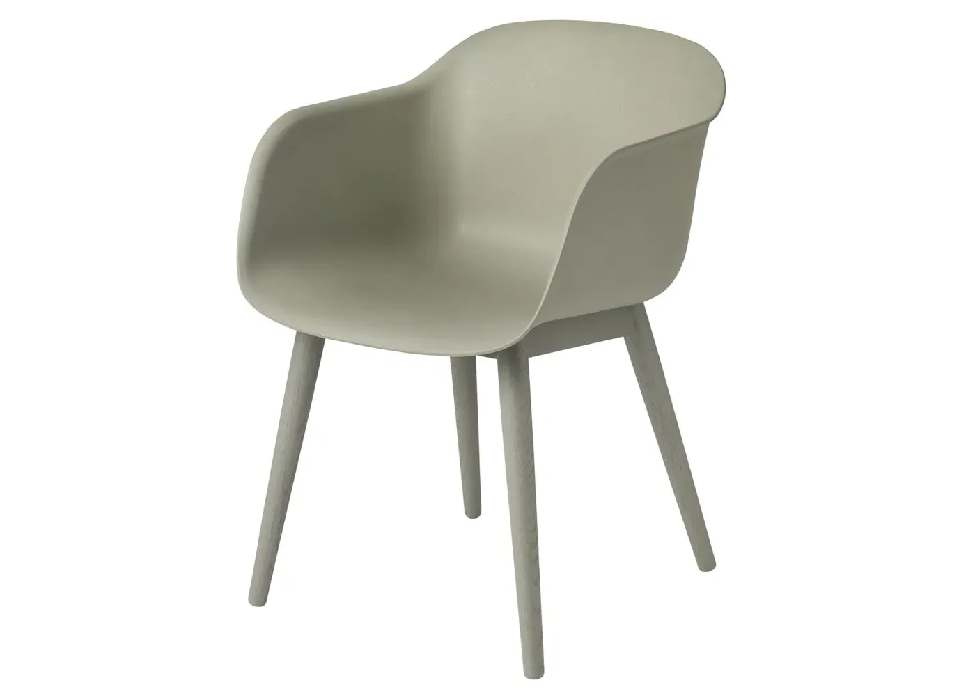 Fiber Armchair Wood Base - Green