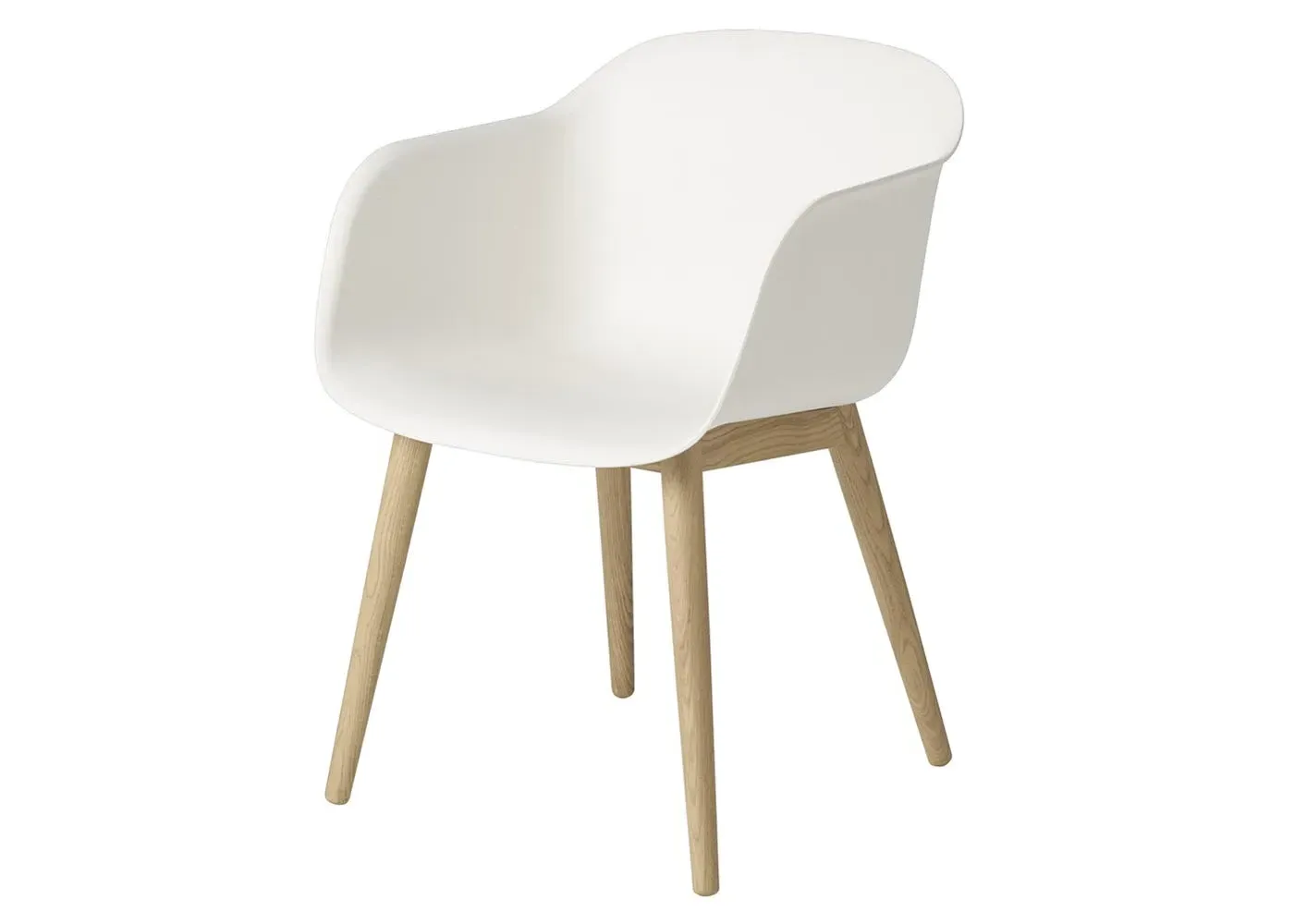 Fiber Armchair Wood Base - White