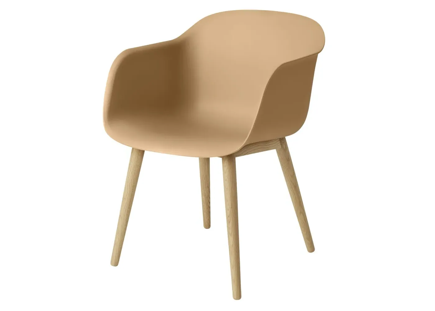 Fiber Armchair Wood Base - Yellow