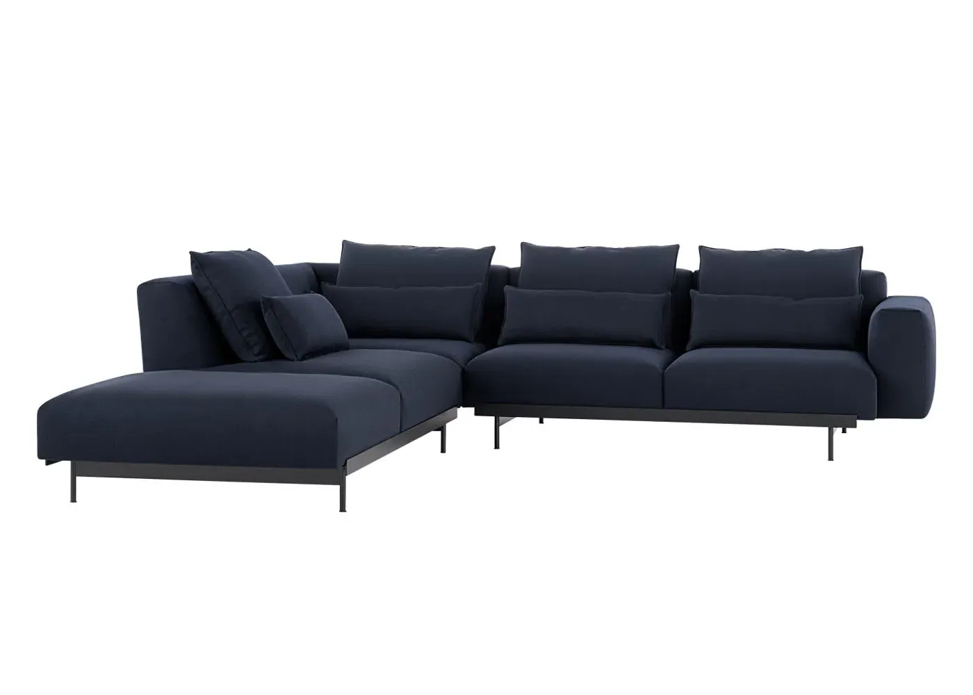 L-Shaped Corner Sofa Right Hand Facing - Blue