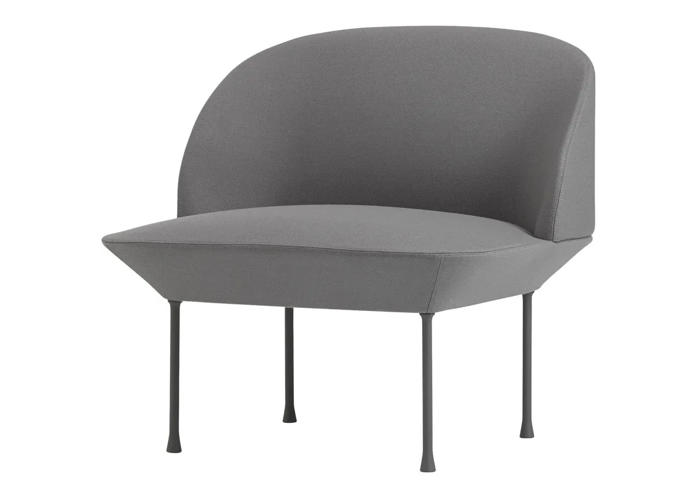 Lounge Chair with Rounded Design - Grey, Fabric