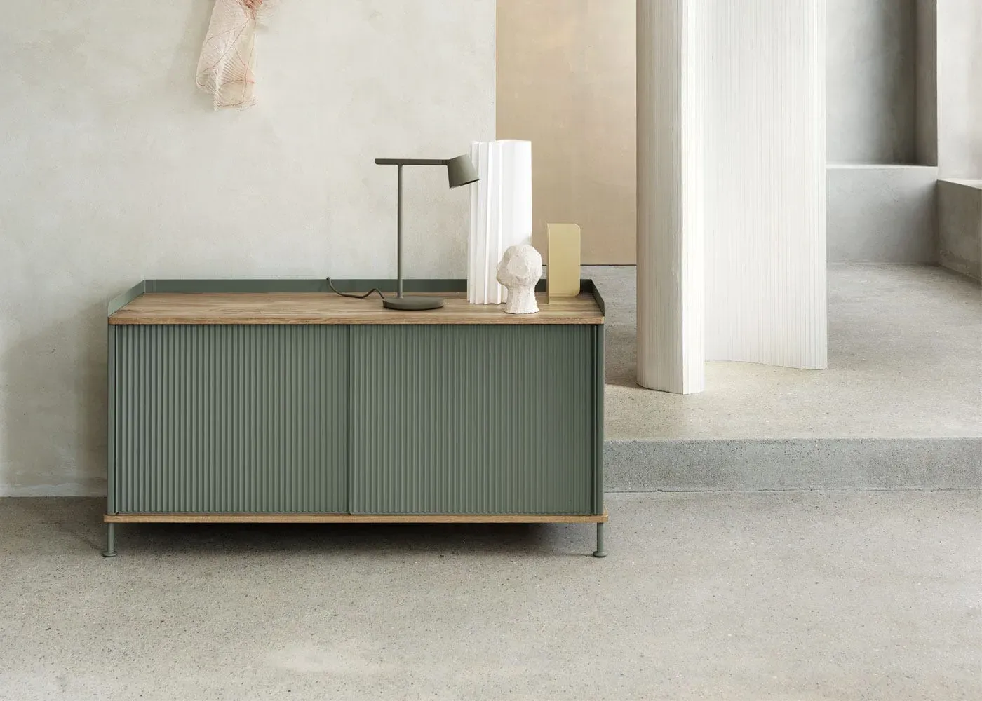 Low Sideboard with Doors - Green, Oak