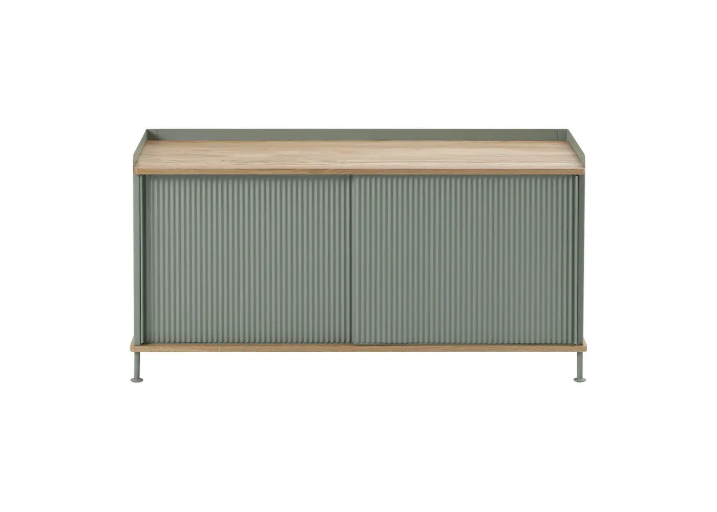 Low Sideboard with Doors - Green, Oak image