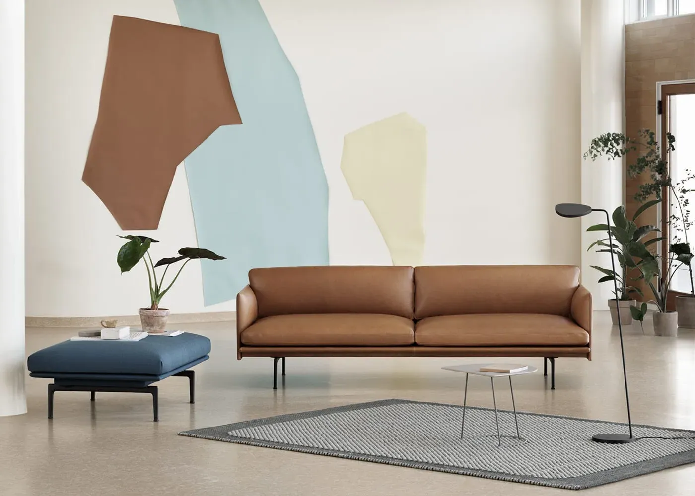 Outline Pouf - Cognac, Leather