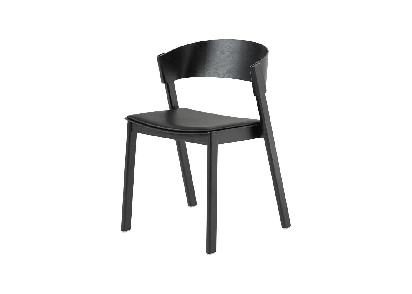 Side Chair with Leather Seat - Black, Oak