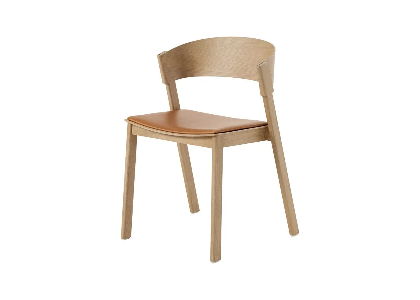 Side Chair with Leather Seat - Oak, Wood