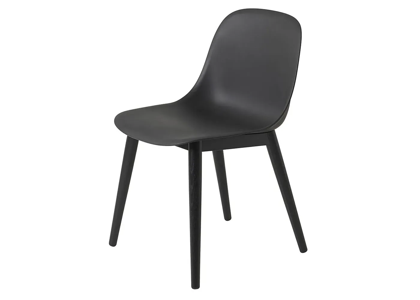 Side Chair with Wood Base - Black image