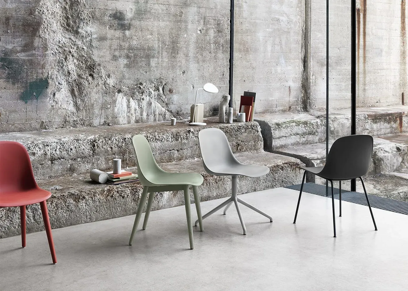 Side Chair with Wood Base - Green