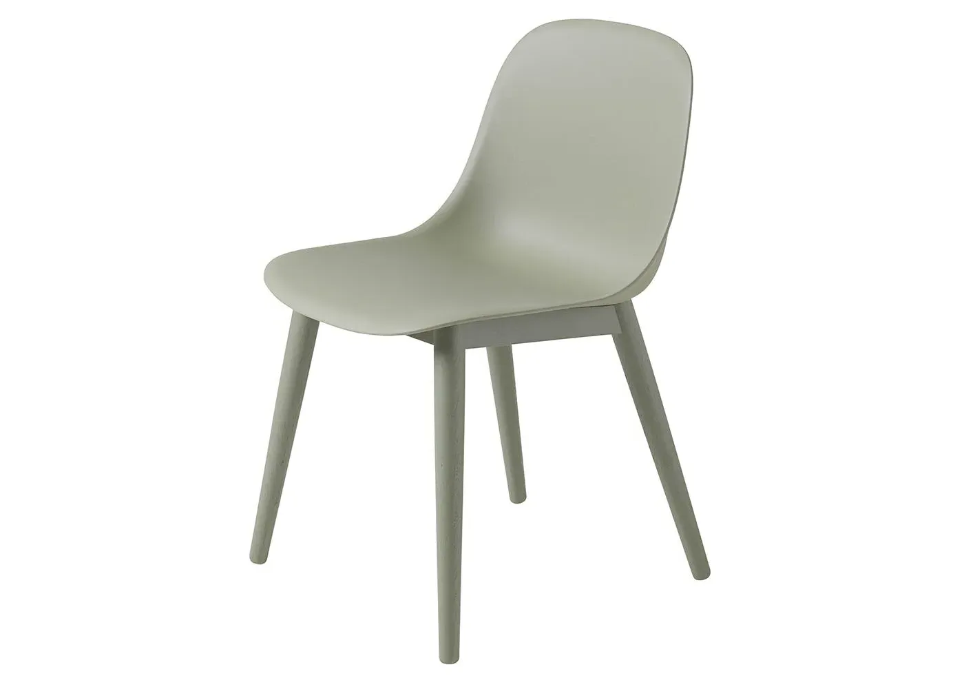 Side Chair with Wood Base - Green