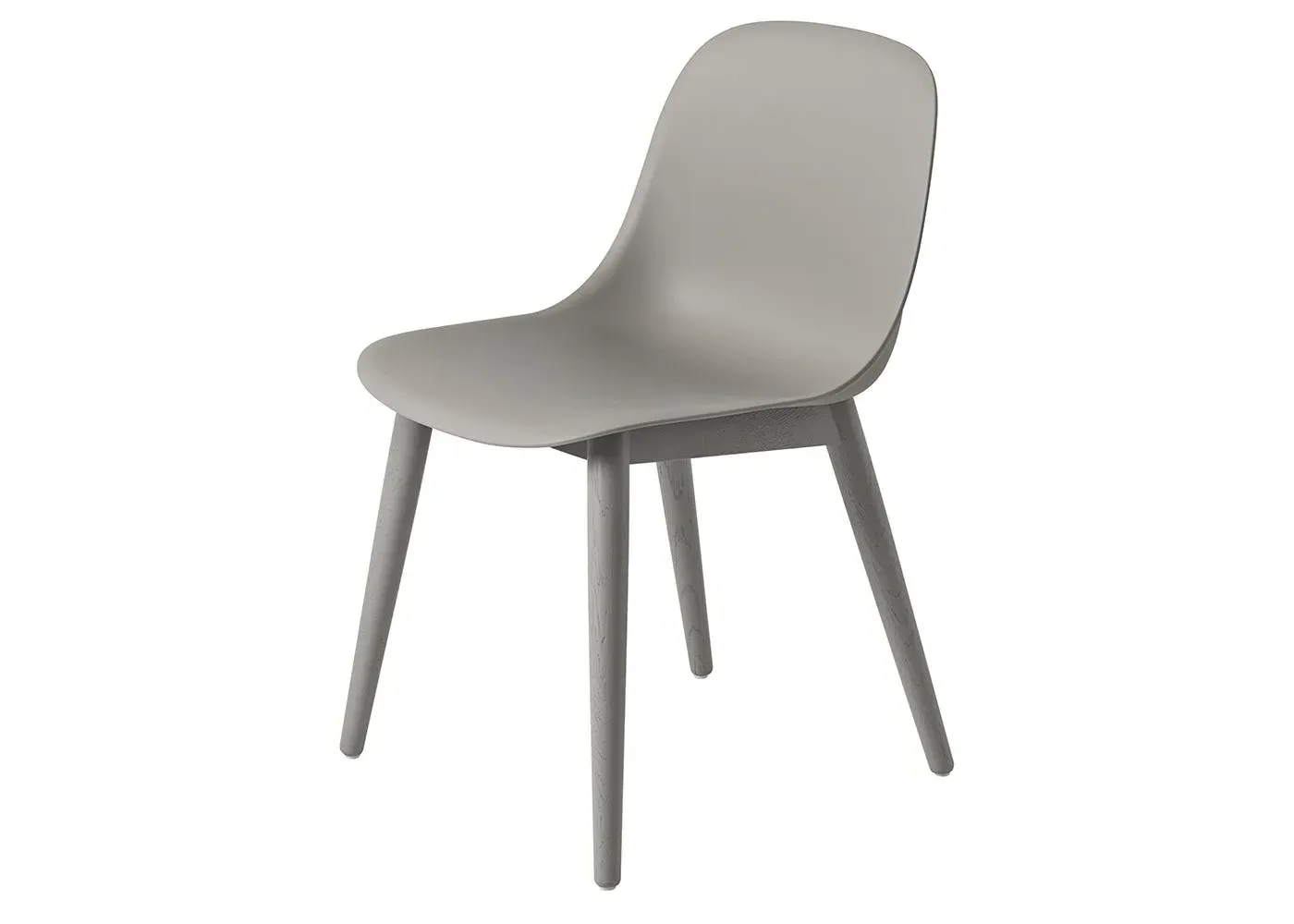 Side Chair with Wood Base - Grey