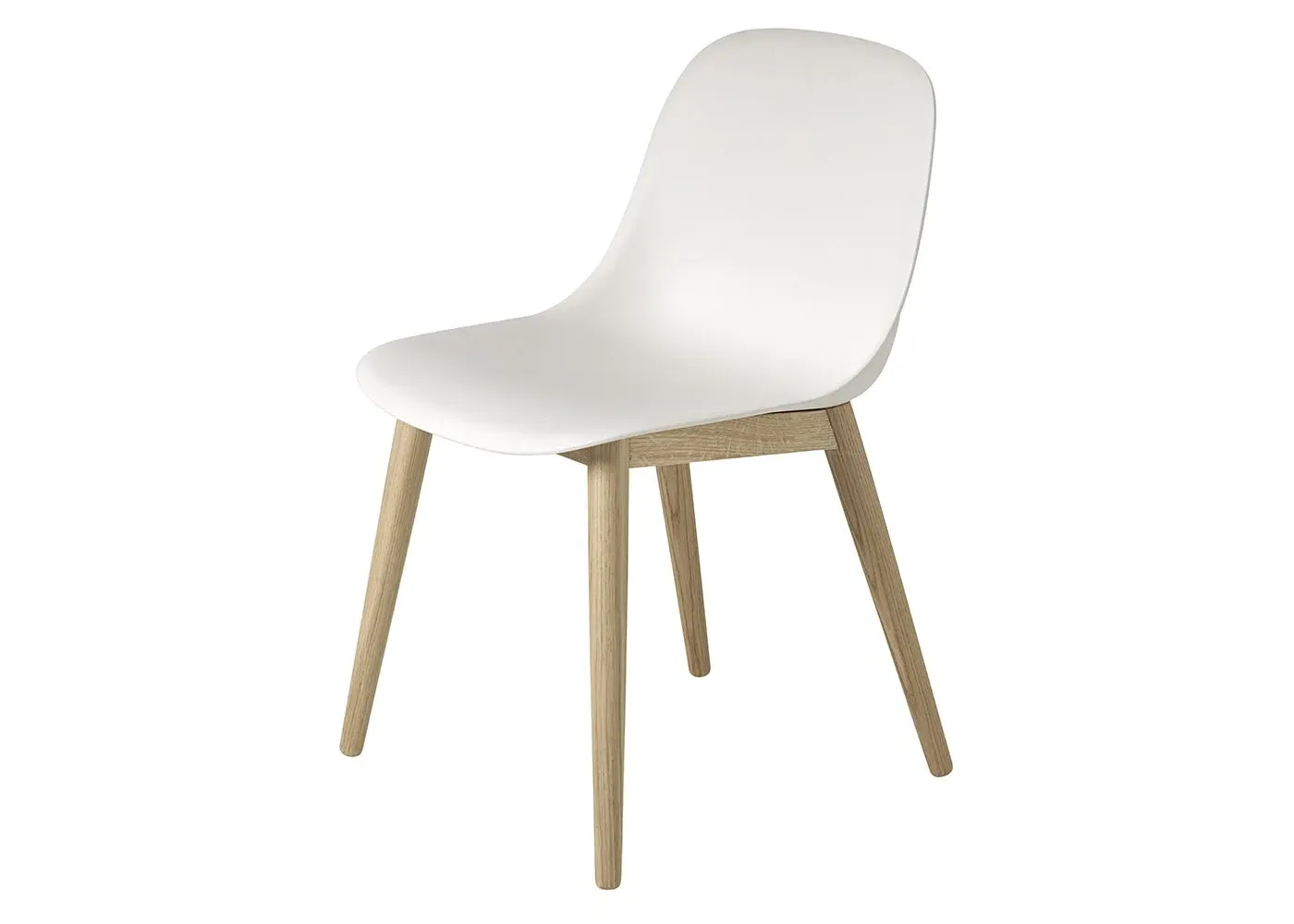 Side Chair with Wood Base - White, Oak