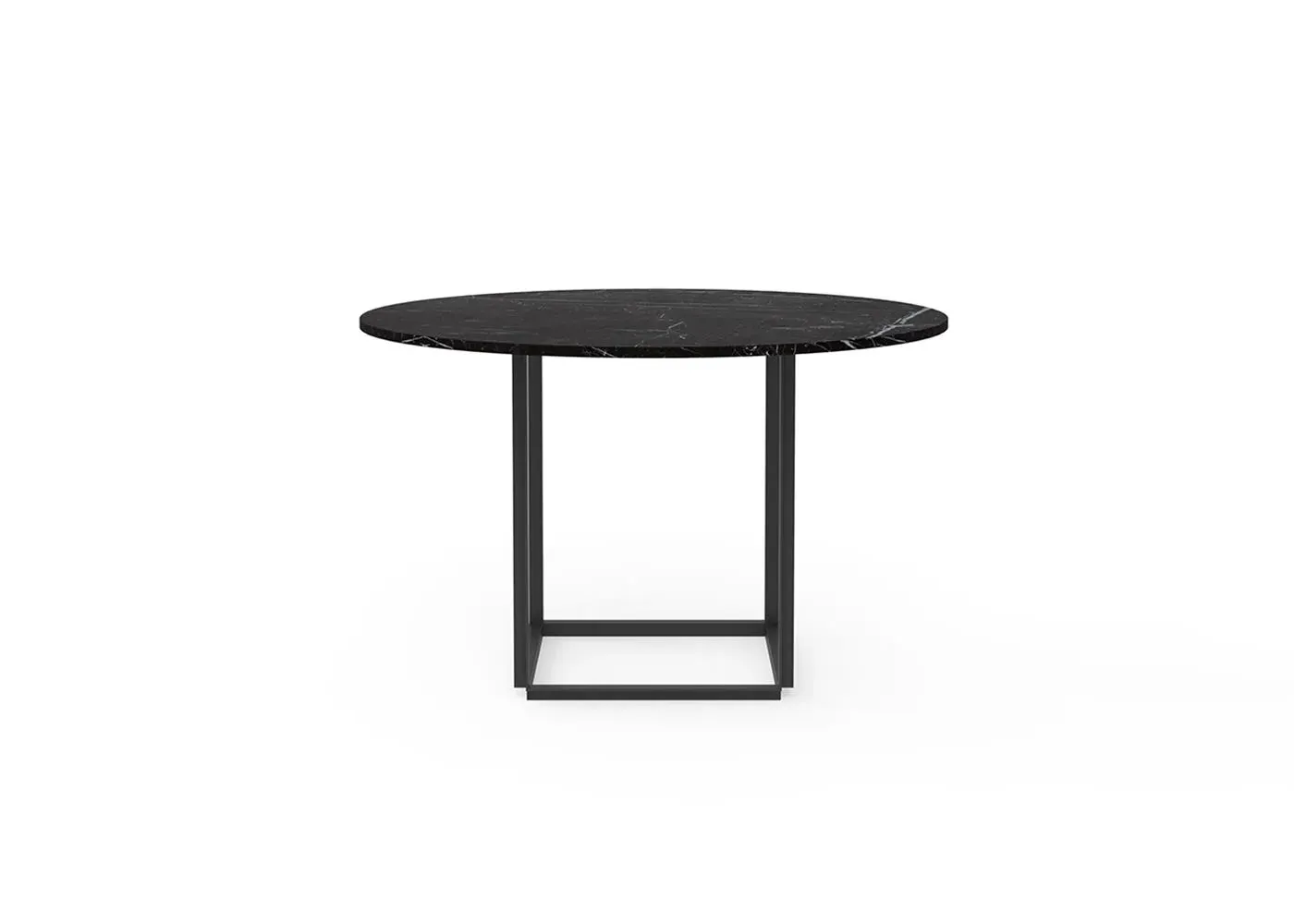 Dining Table with Black Frame - Black, Marble