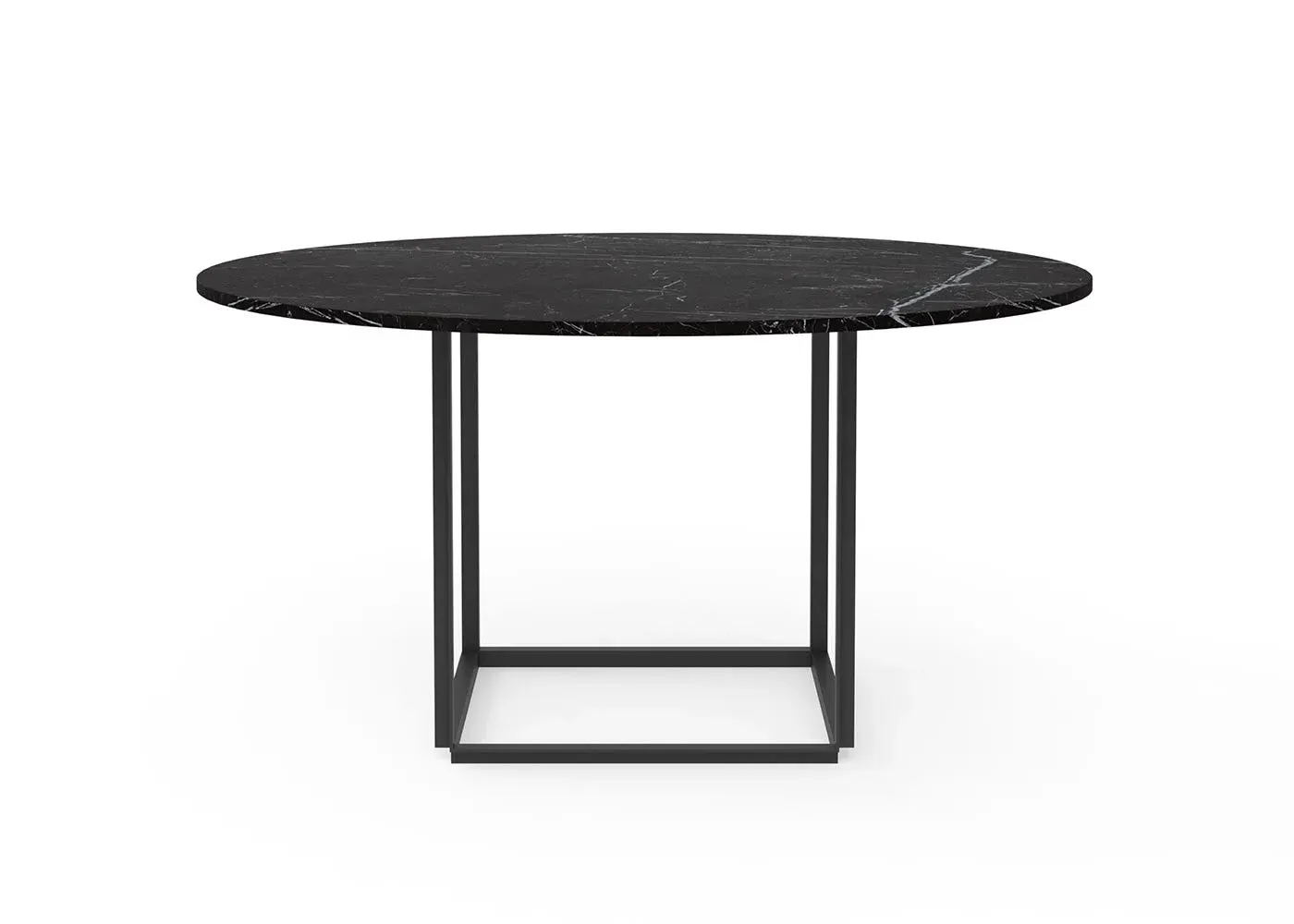 Dining Table with Black Frame - Black Marble