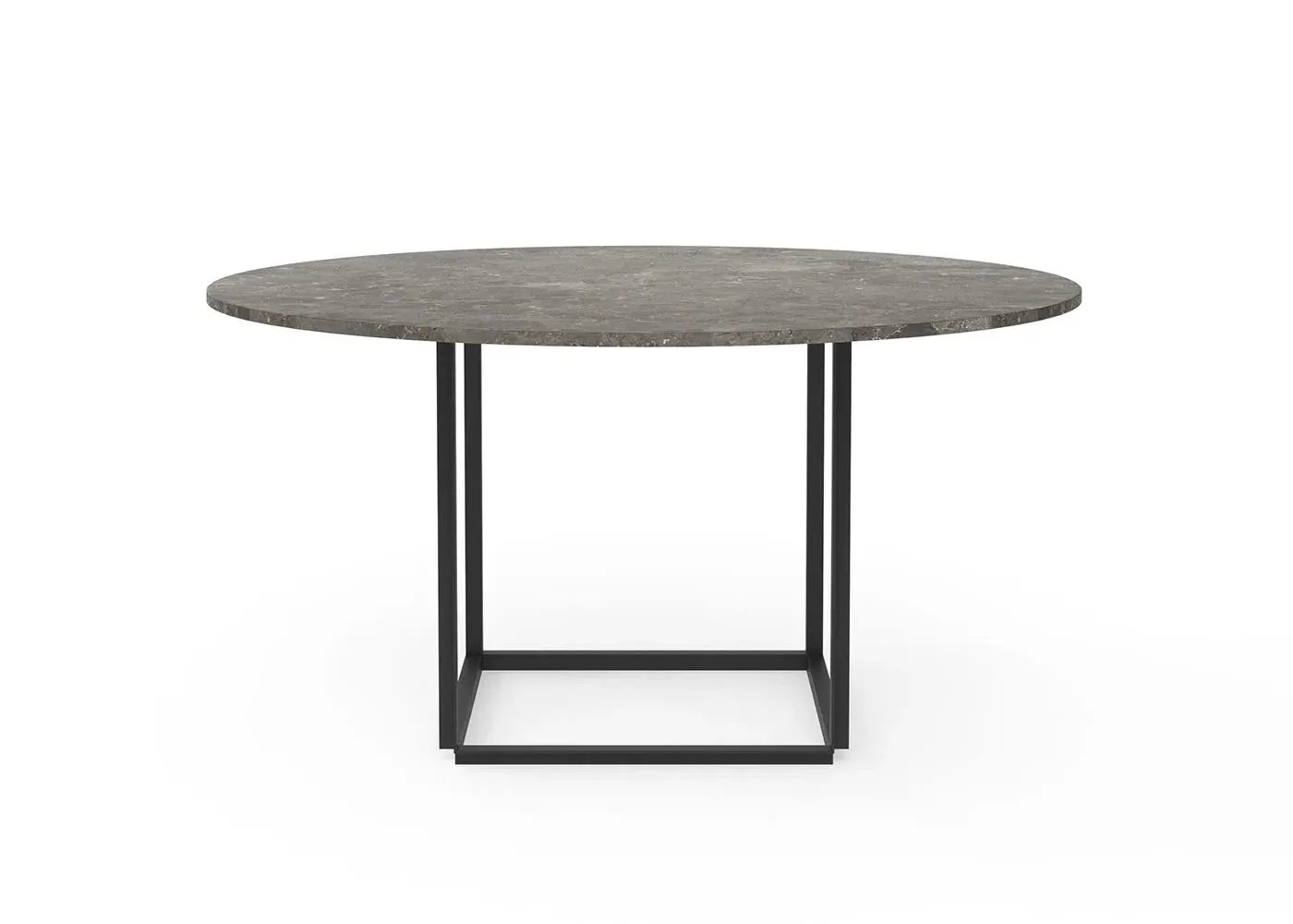 Dining Table with Black Frame - Grey, Marble