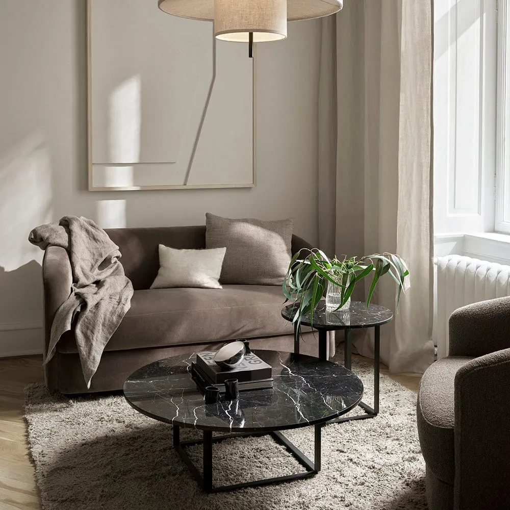 Round Coffee Table - Black, Marble