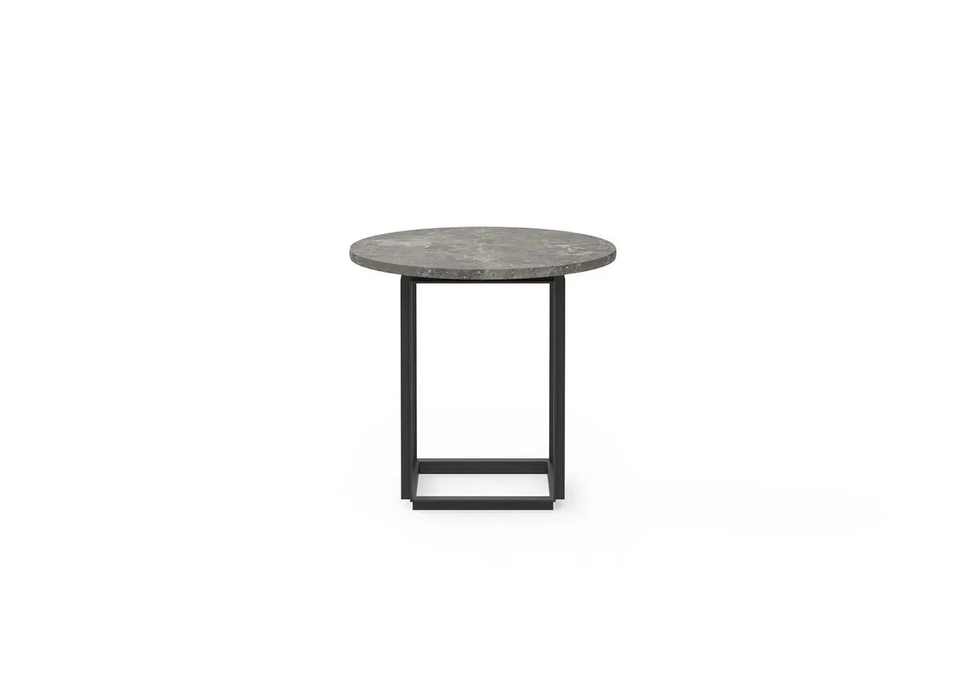 Round Side Table with Black Frame - Grey, Marble
