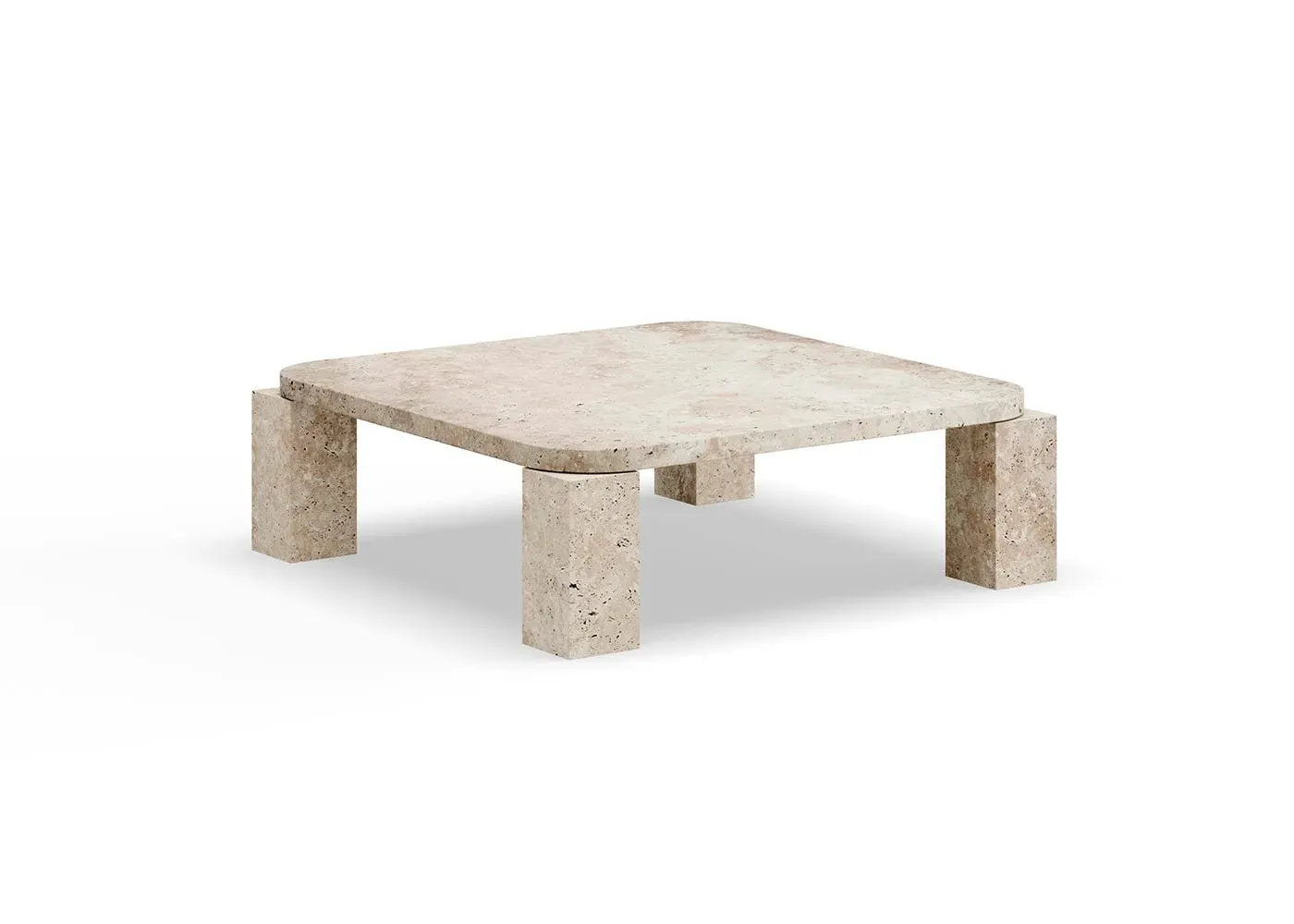 Square Coffee Table - Natural, Travertine