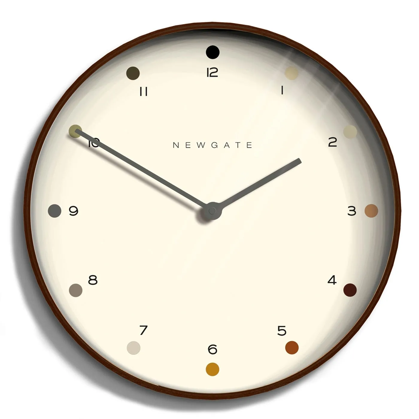 Large Wall Clock with Dot Design - Dark Wood image