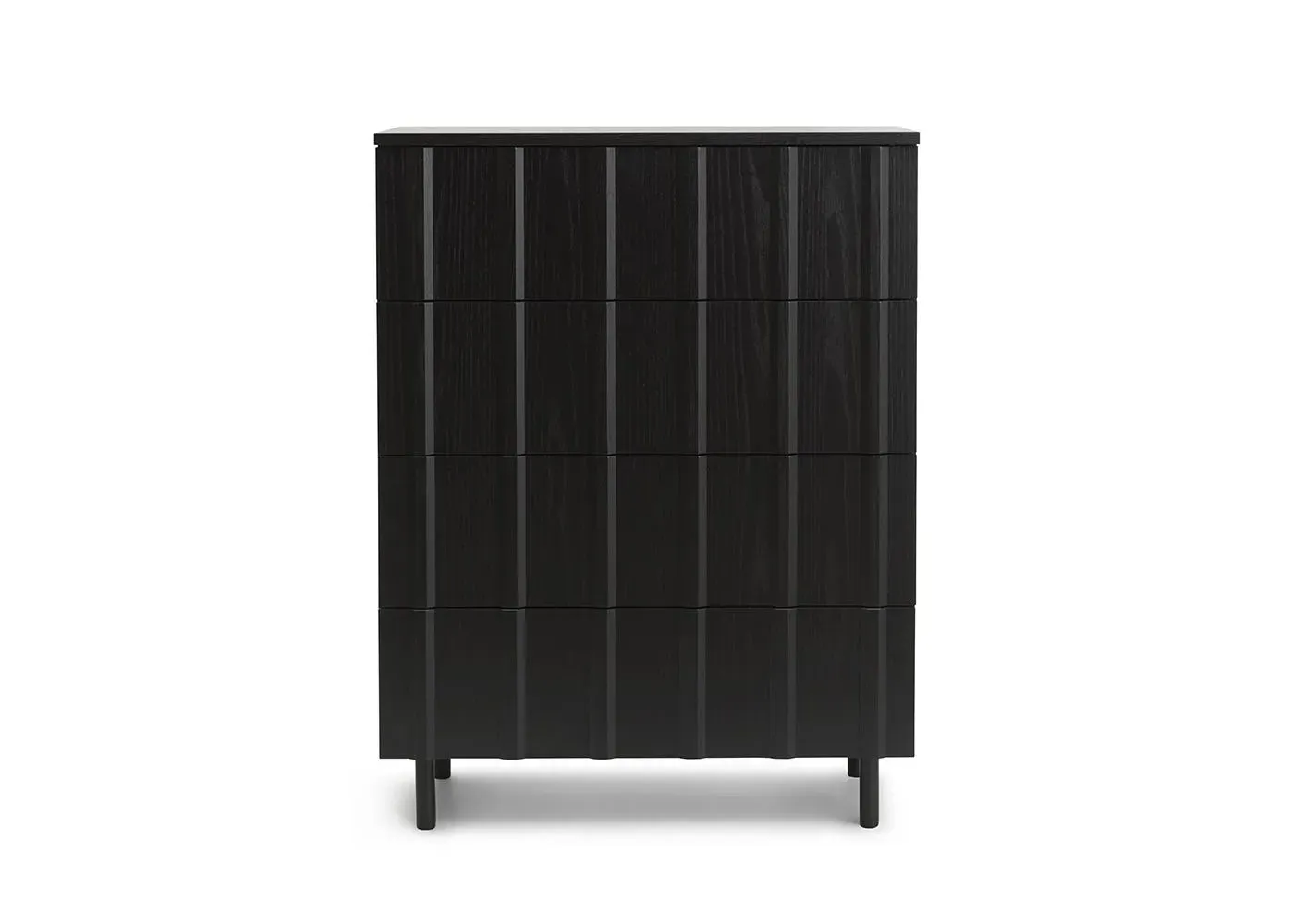 4-Drawer Dresser with Ribbed Design - Black image