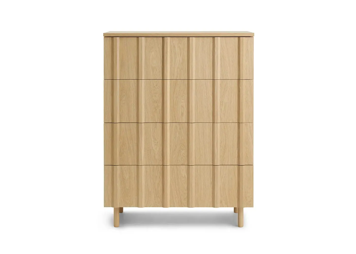 4-Drawer Dresser with Ribbed Design - Oak Wood