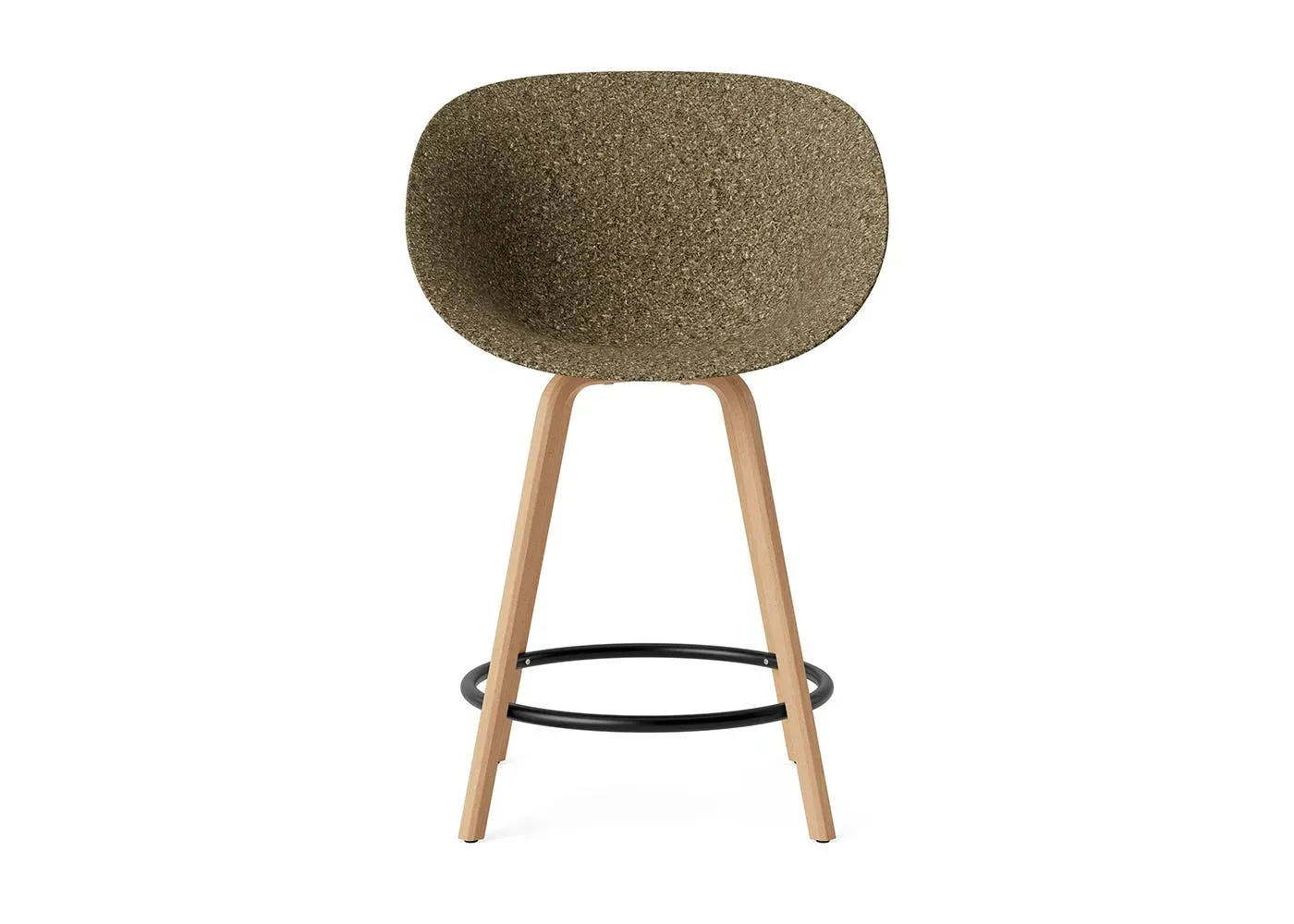 Bar Armchair with Wood Base - Seaweed