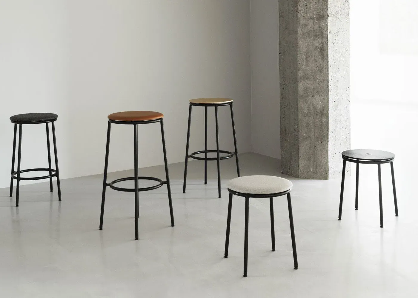 Barstool with Oak Seat - Light Wood, Steel